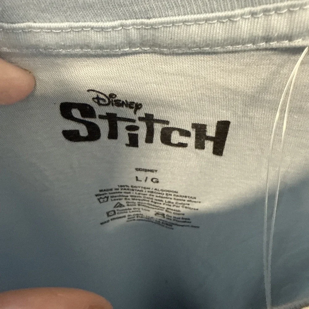 Disney Lilo & Stitch Graphic Tee‎ Large Light Blue 100% Cotton Cartoon NWOT